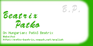 beatrix patko business card